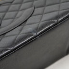 Chanel Chain Tote Bag Quilted Caviar Leather Black Gold — view 7
