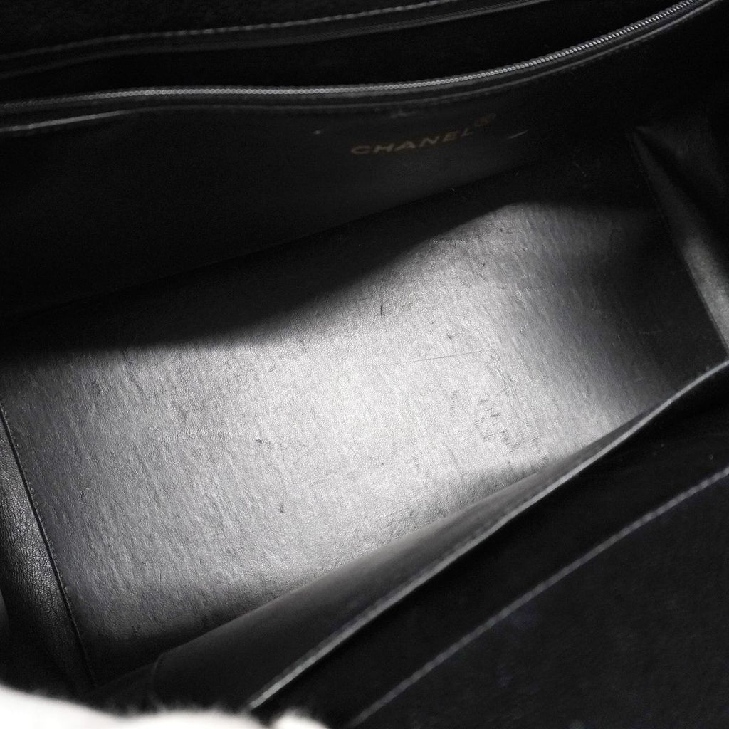 Chanel Chain Tote Bag Quilted Caviar Leather Black Gold — view 4