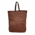 Hermes Tote Bag Amedabadiago Leather Brown Silver