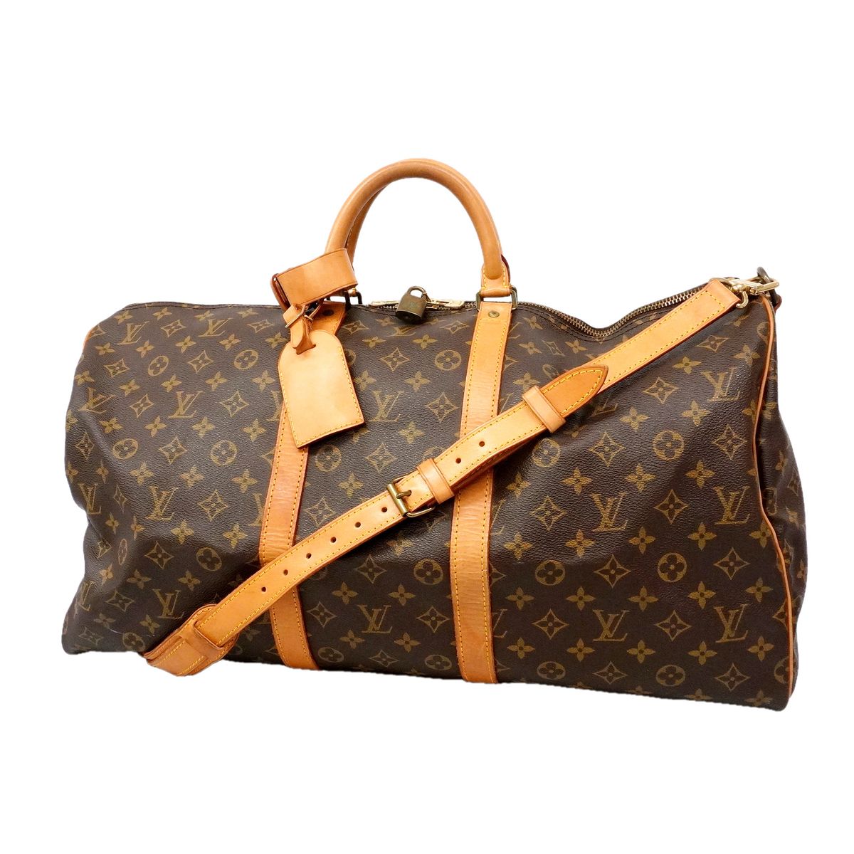 Louis Vuitton Boston Bag Monogram Keepall Bandouliere 55 Brown