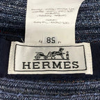Hermes Hat 58 Navy Orange Ivory Straw Hat Cotton — view 5