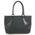 Gucci Shoulder Bag GG Logo Canvas Leather Black