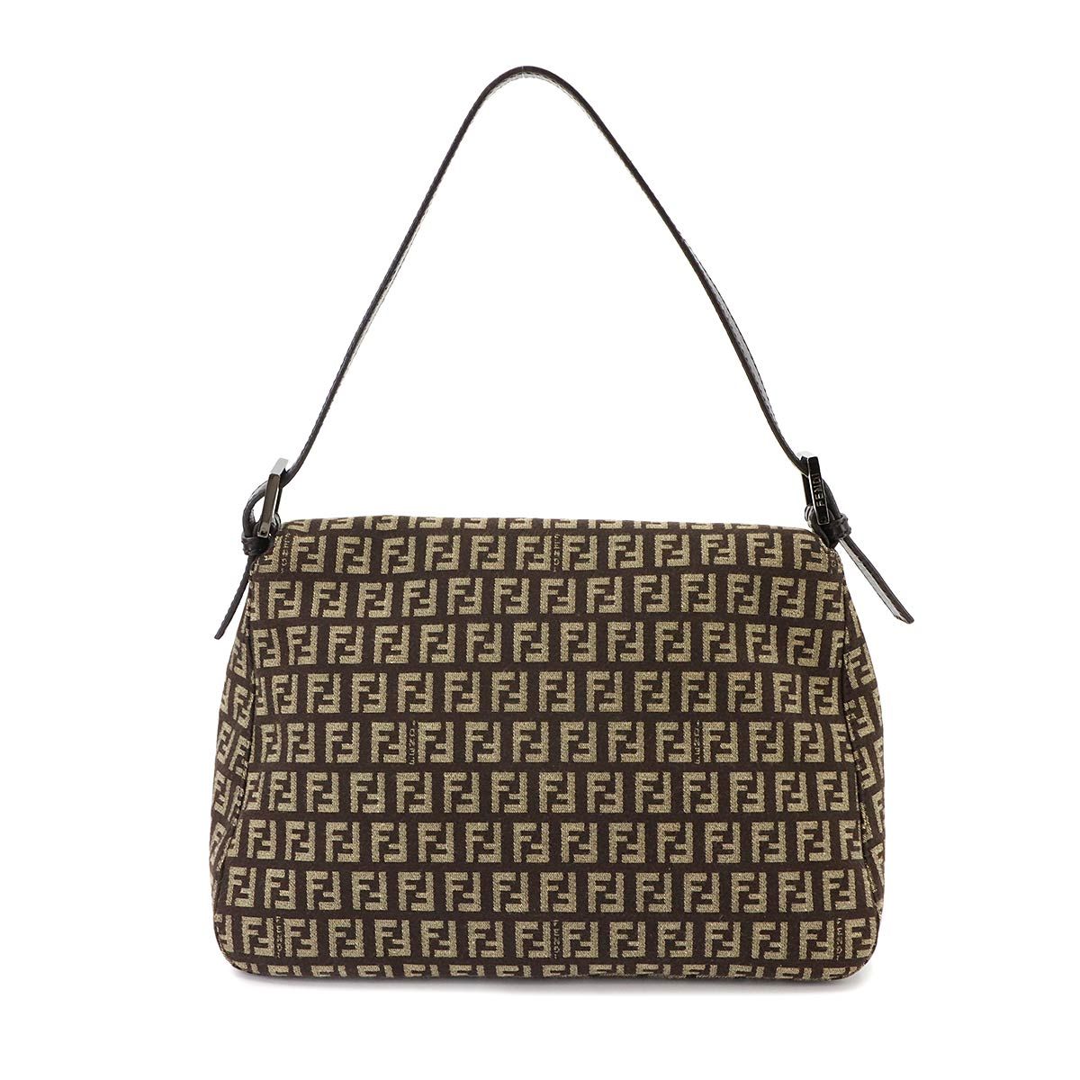 Fendi Zucchino Mamma Baguette Shoulder Bag Canvas Brown Gunmetal — view 2