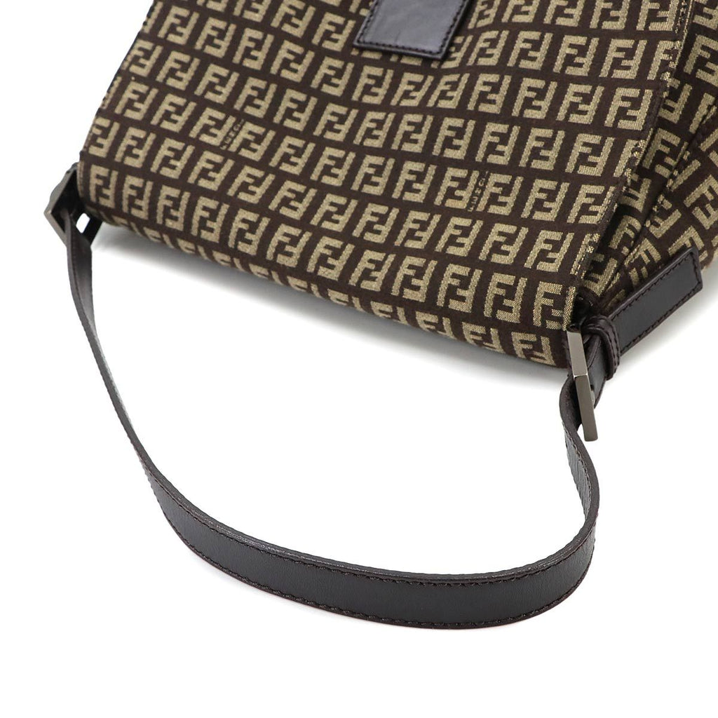Fendi Zucchino Mamma Baguette Shoulder Bag Canvas Brown Gunmetal — view 5