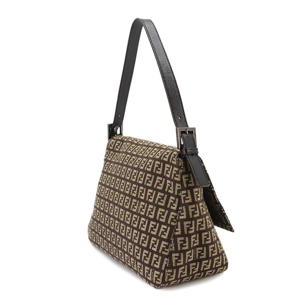 Fendi Zucchino Mamma Baguette Shoulder Bag Canvas Brown Gunmetal — view 3