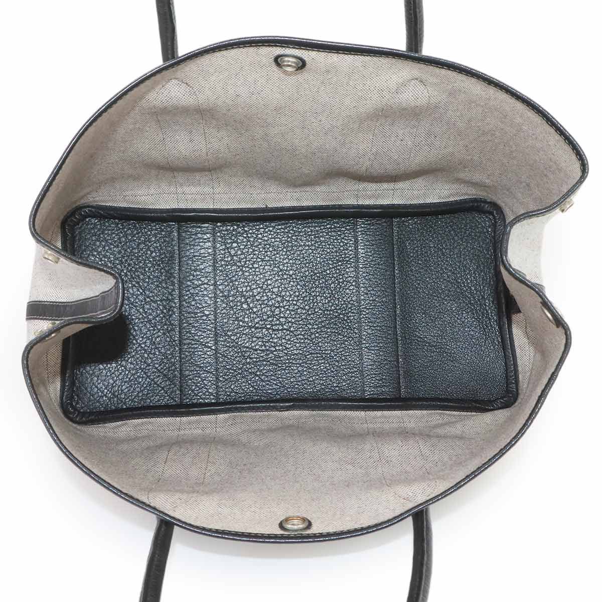 Hermes Garden Party 36 PM Tote Bag Toile H Leather Black Gray — view 6