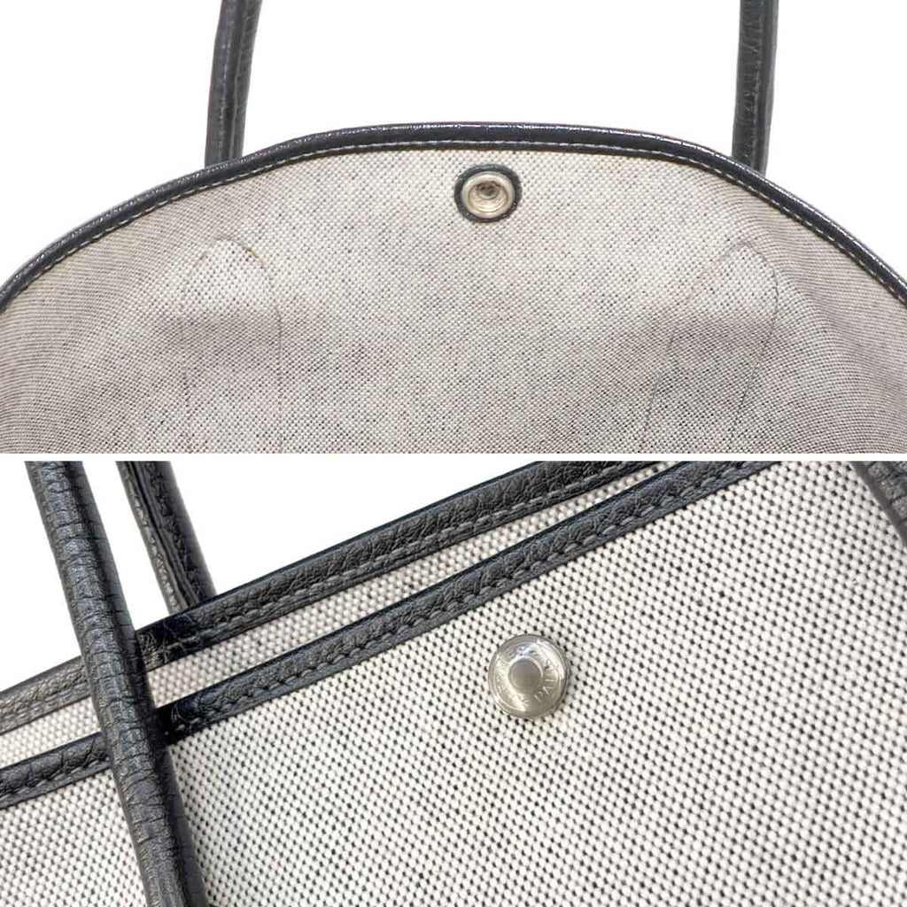 Hermes Garden Party 36 PM Tote Bag Toile H Leather Black Gray — view 8