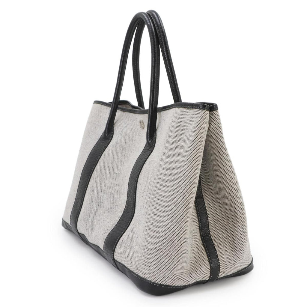 Hermes Garden Party 36 PM Tote Bag Toile H Leather Black Gray — view 3