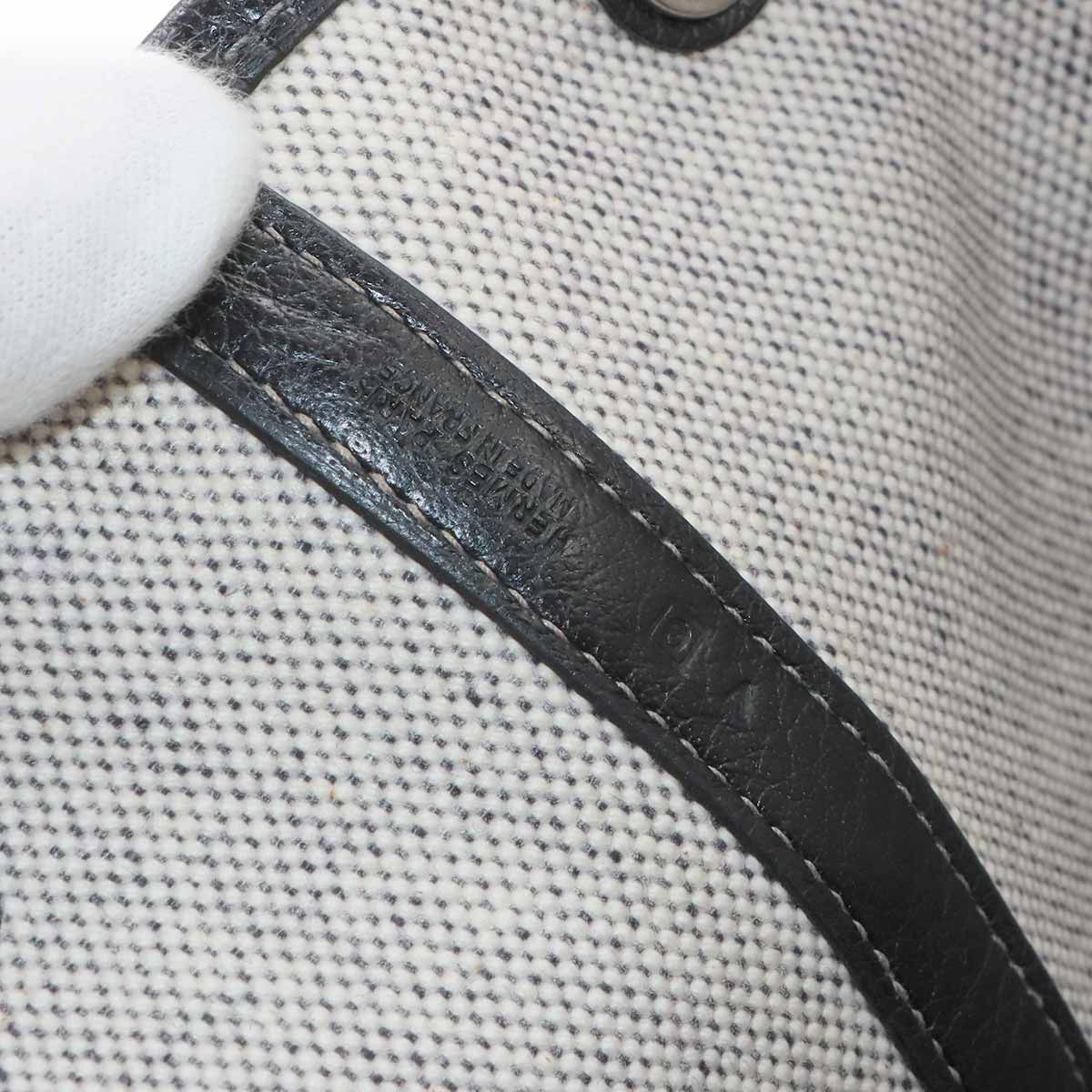 Hermes Garden Party 36 PM Tote Bag Toile H Leather Black Gray — view 7