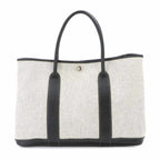 Hermes Garden Party 36 PM Tote Bag Toile H Leather Black Gray — view 2