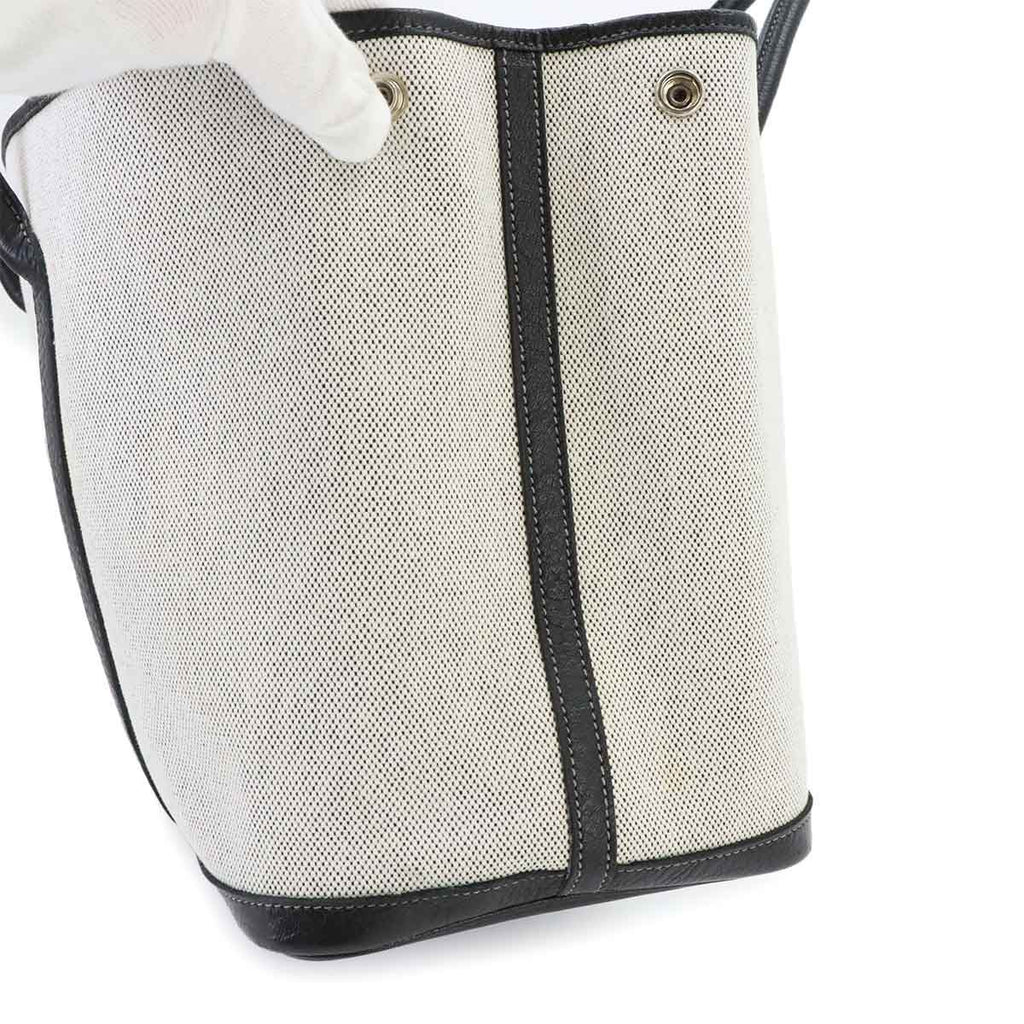 Hermes Garden Party 36 PM Tote Bag Toile H Leather Black Gray — view 8