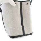 Hermes Garden Party 36 PM Tote Bag Toile H Leather Black Gray — view 8