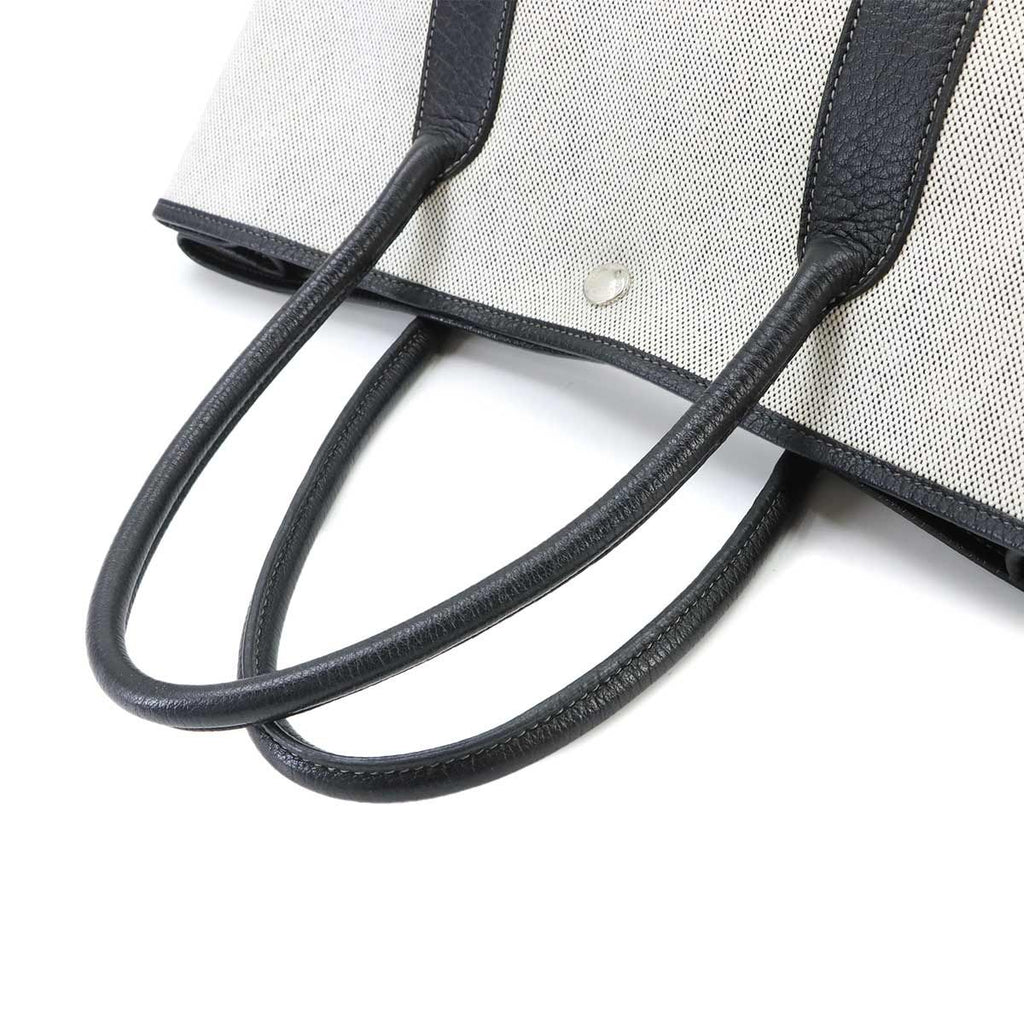 Hermes Garden Party 36 PM Tote Bag Toile H Leather Black Gray — view 5