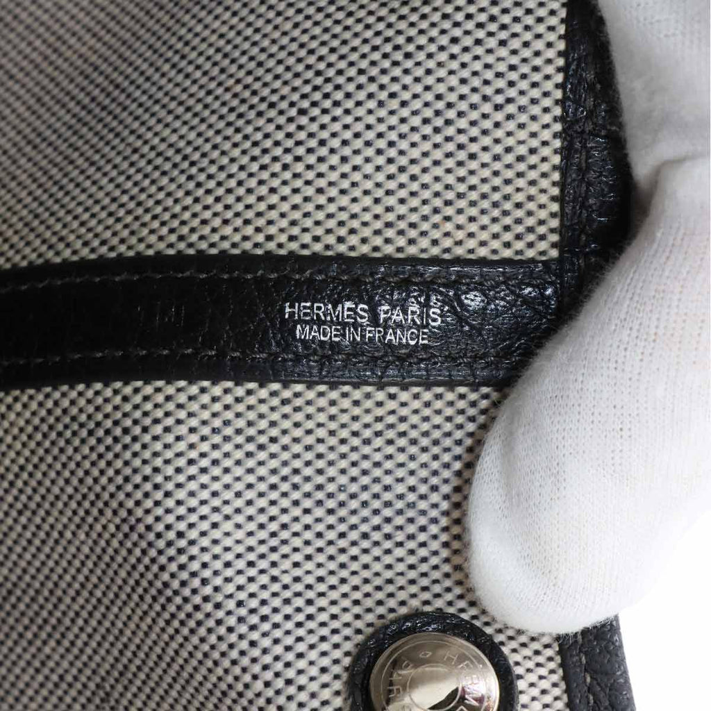 Hermes Garden Party 36 PM Tote Bag Toile H Leather Black Gray — view 7