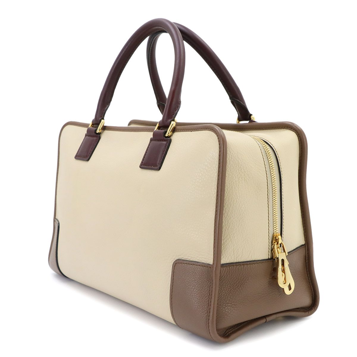 Loewe Amazona 36 Hand Bag Leather Beige Brown Bordeaux Gold — view 4