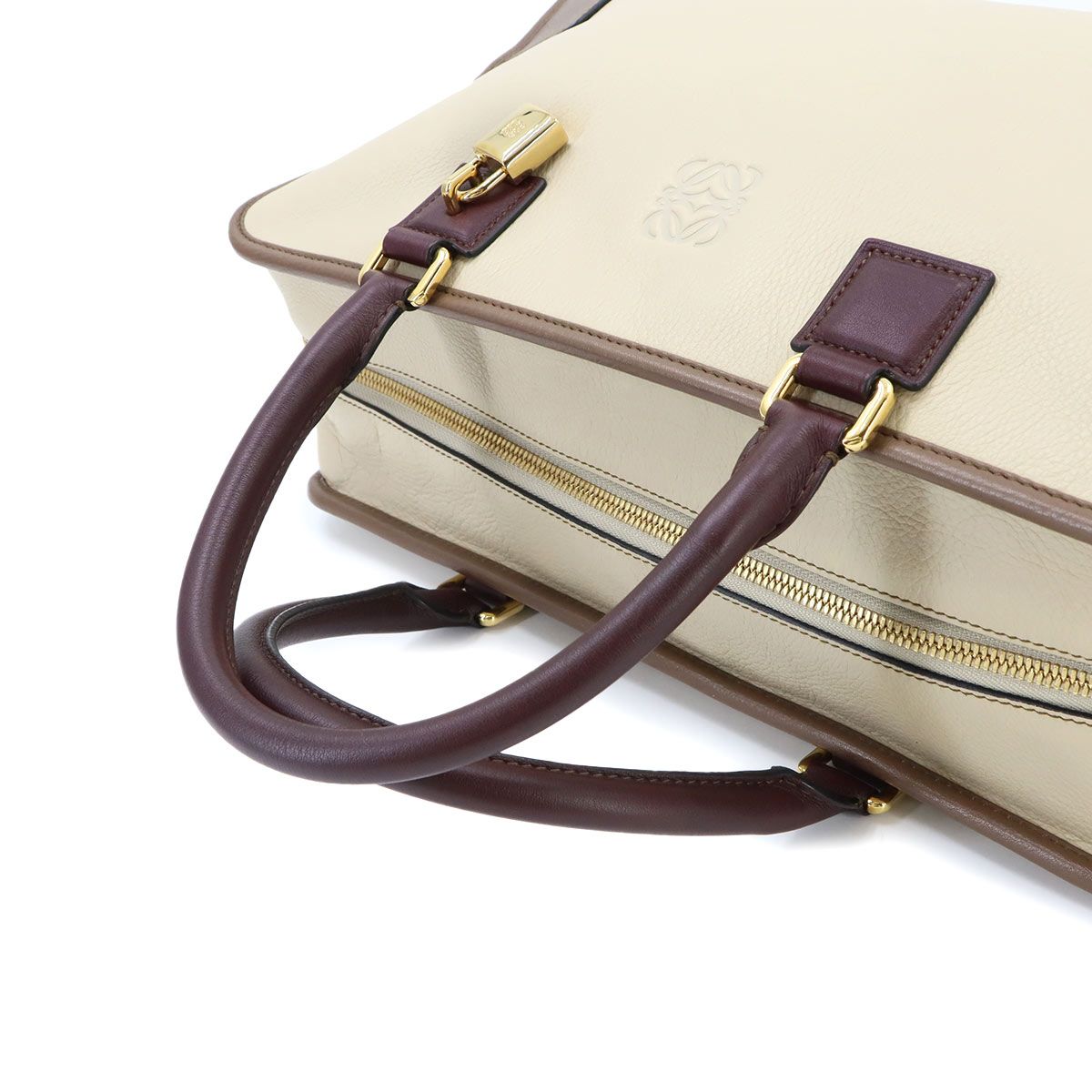 Loewe Amazona 36 Hand Bag Leather Beige Brown Bordeaux Gold — view 6