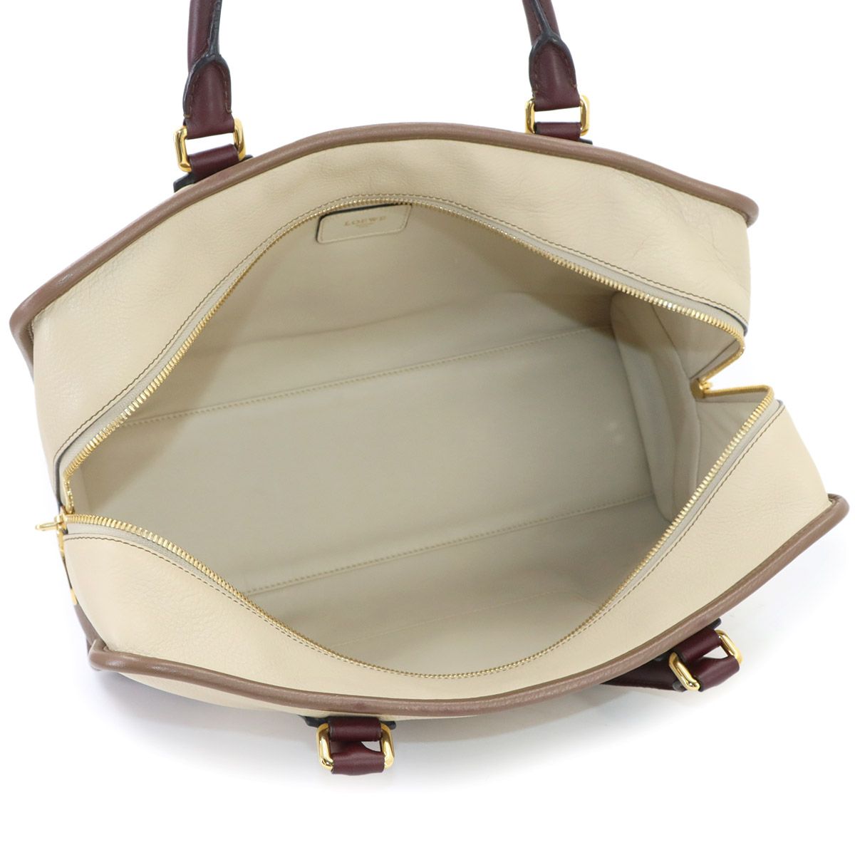 Loewe Amazona 36 Hand Bag Leather Beige Brown Bordeaux Gold — view 7