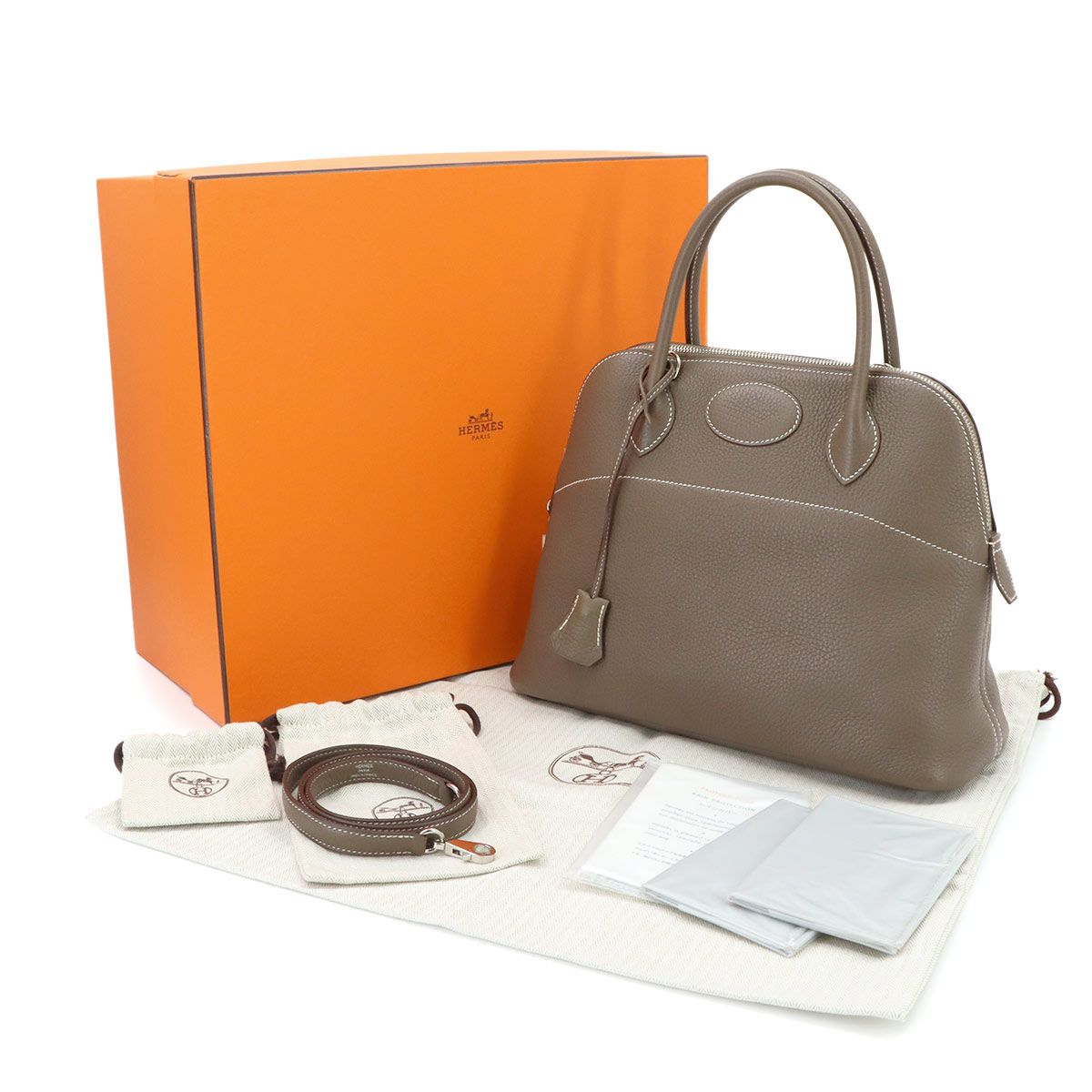 Hermes Bolide 31 2-Way Bag Taurillon Clemence Etoupe Silver — view 2