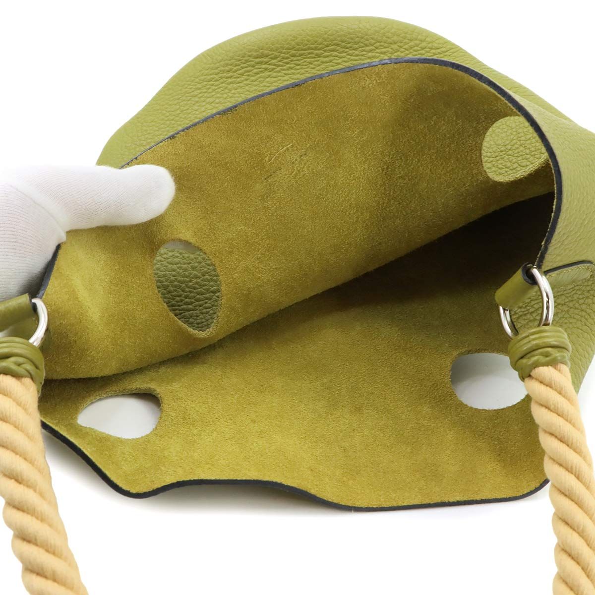 Hermes Mangeoire MM Hand Bag Taurillon Clemence Green — view 8