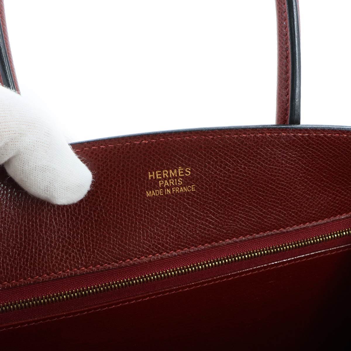 Hermes White Bass PM Tote Bag Lycee Rouge Ash Red Gold — view 8