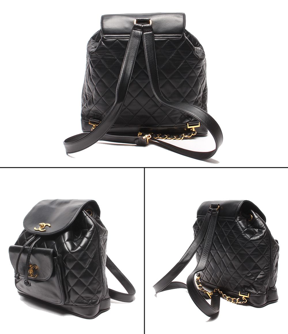 Chanel Backpack Gold Quilted Lambskin — view 2