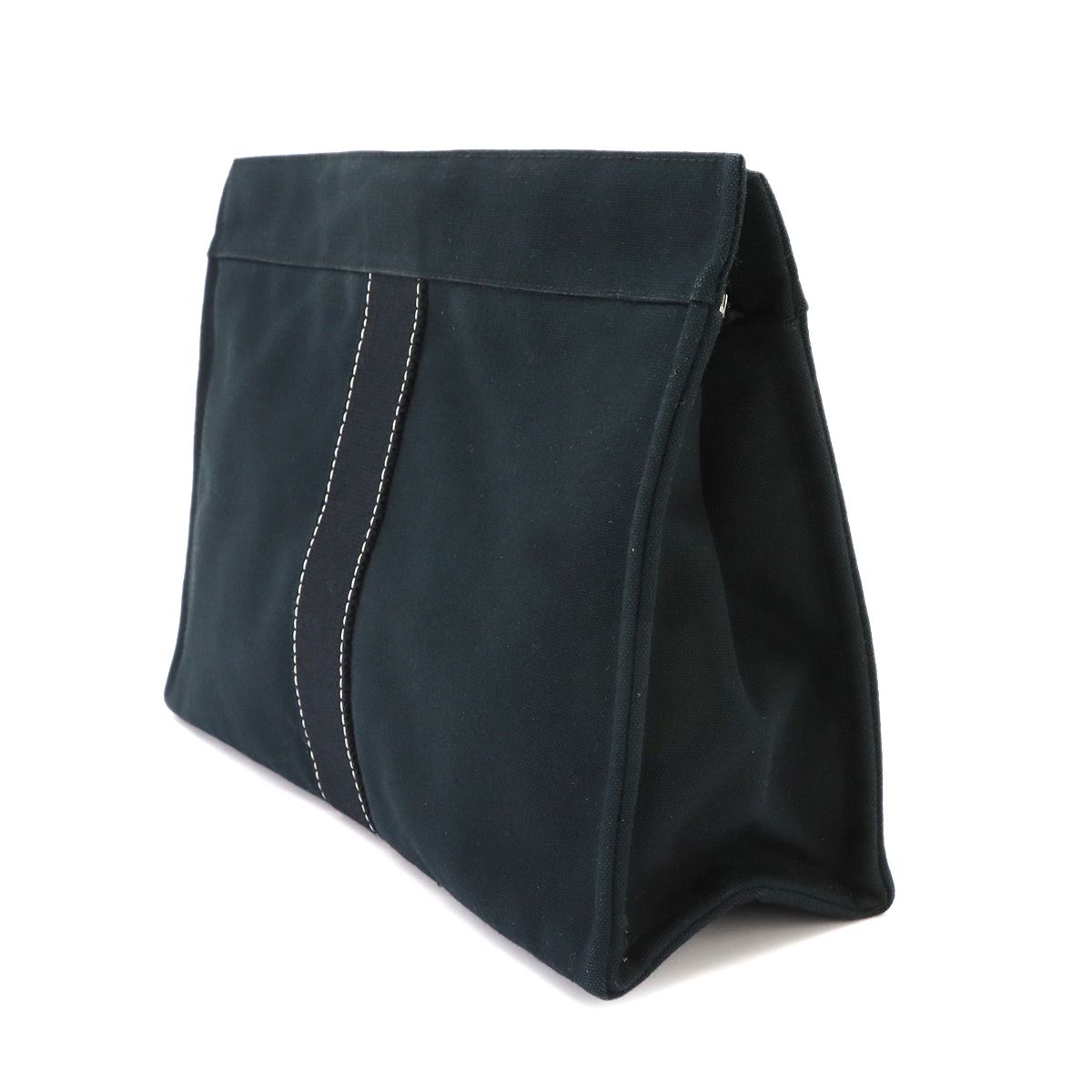 Hermes Deauville Pouch Cotton Canvas Black Silver — view 3