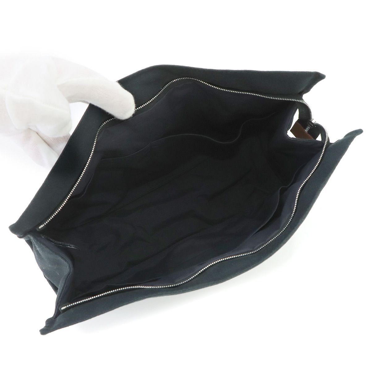 Hermes Deauville Pouch Cotton Canvas Black Silver — view 5