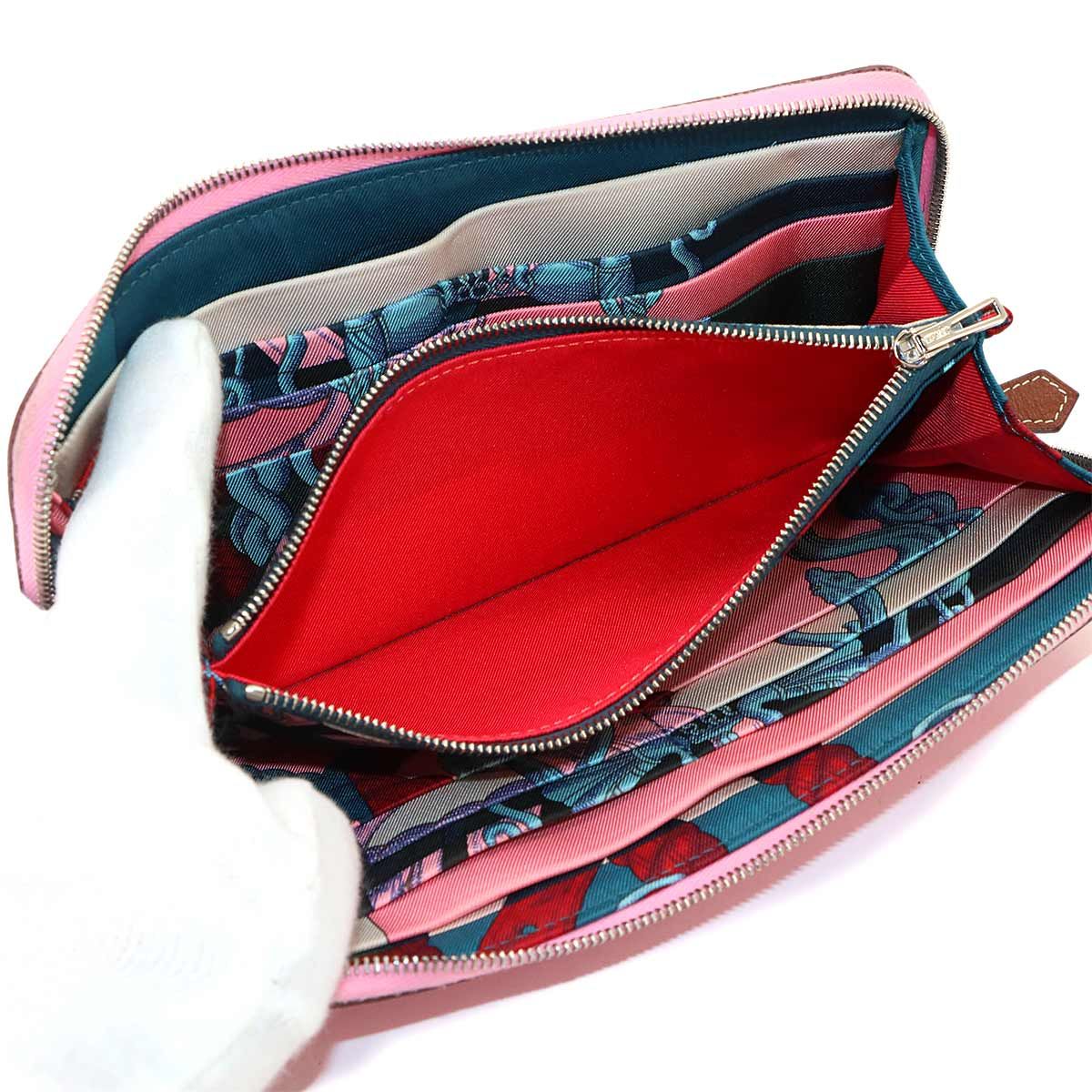 Hermes Azap Long Silk'in Zip Around Wallet Epsom Pink Azapp Silkin — view 7