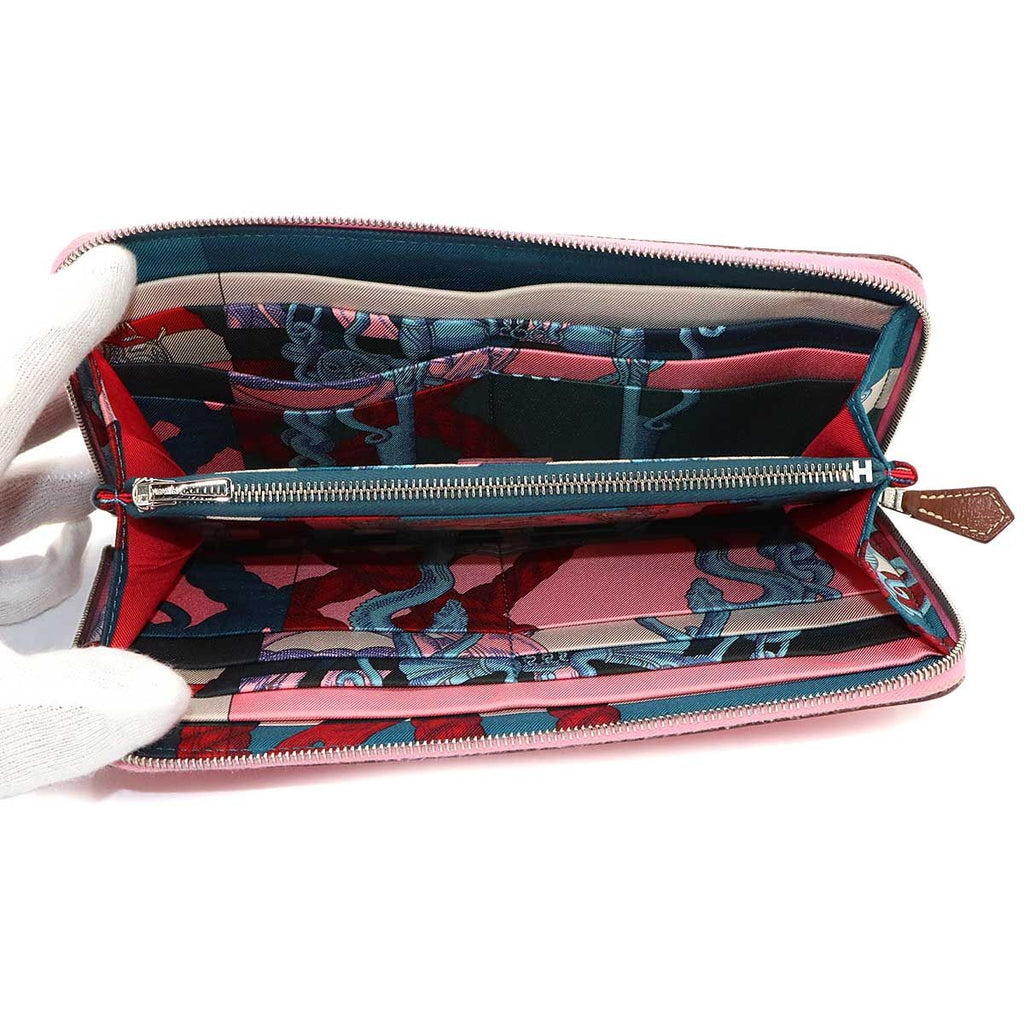 Hermes Azap Long Silk'in Zip Around Wallet Epsom Pink Azapp Silkin — view 6