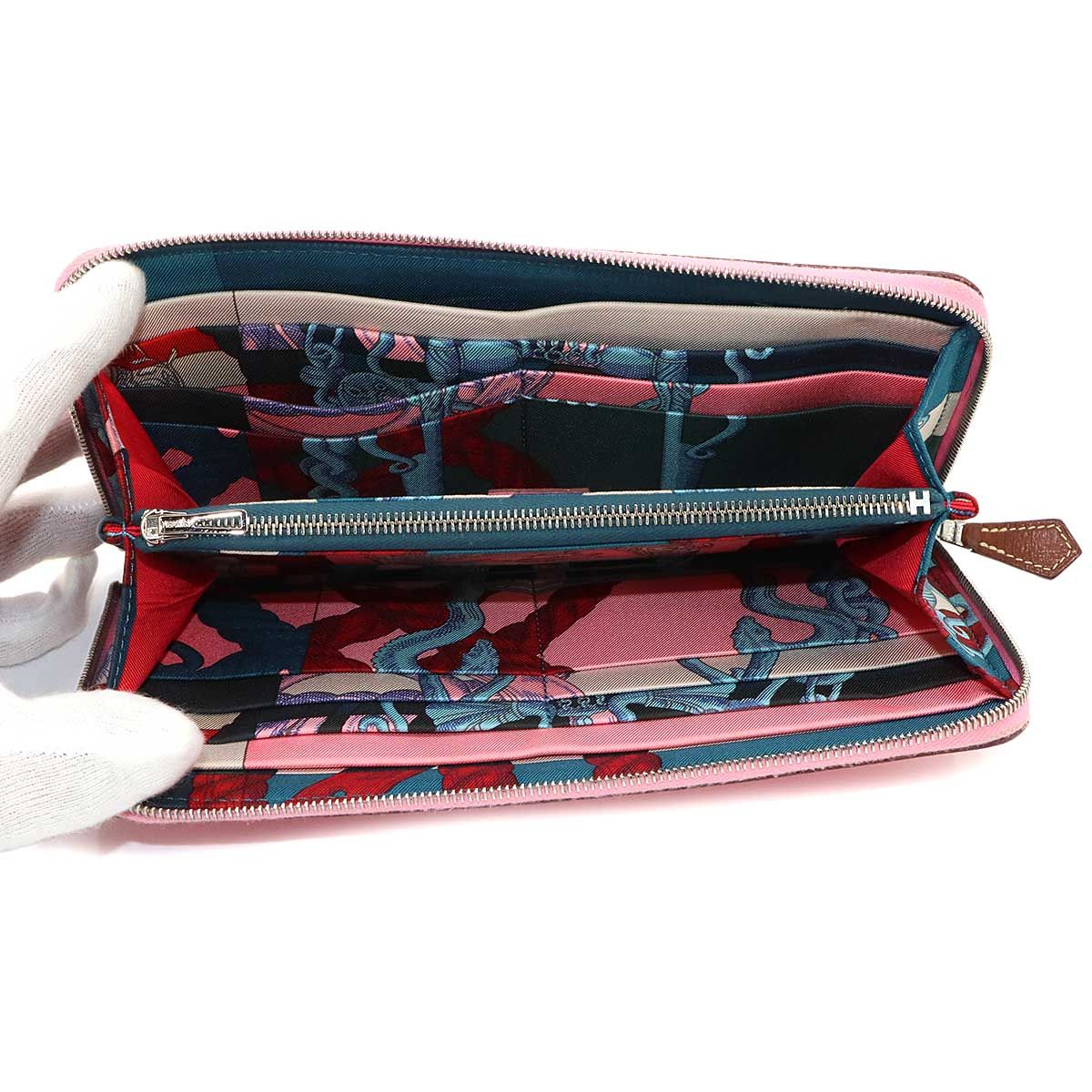 Hermes Azap Long Silk'in Zip Around Wallet Epsom Pink Azapp Silkin — view 6
