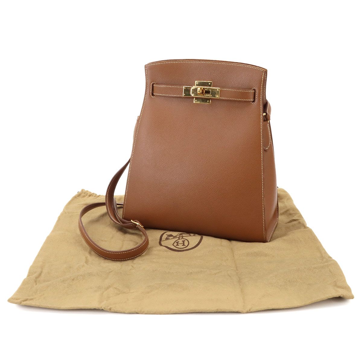 Hermes Kelly Sports MM Shoulder Bag Courchevel Epsom Gold — view 2