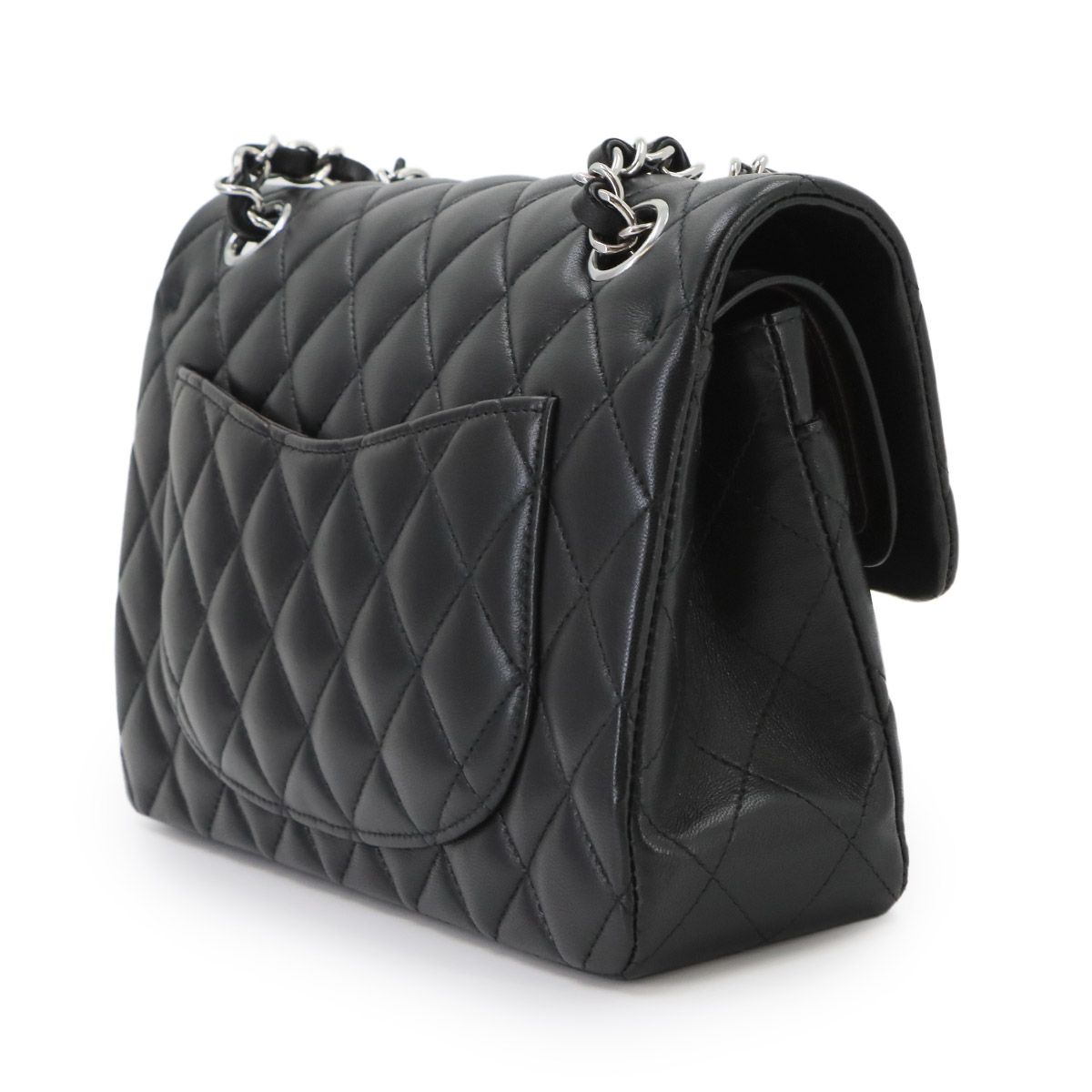 Chanel Quilted 23 Chain Shoulder Bag Lambskin Black Silver — view 4