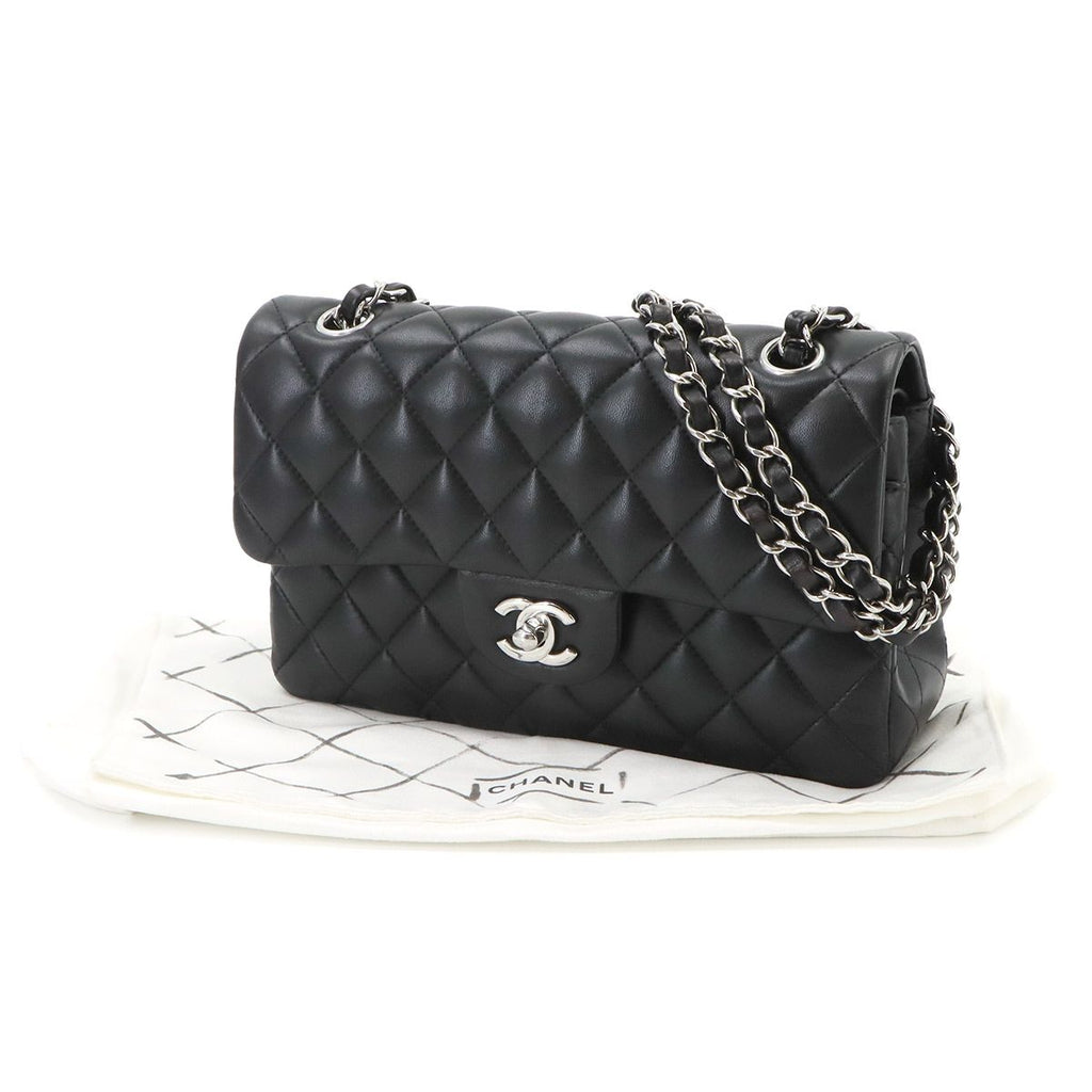 Chanel Quilted 23 Chain Shoulder Bag Lambskin Black Silver — view 2