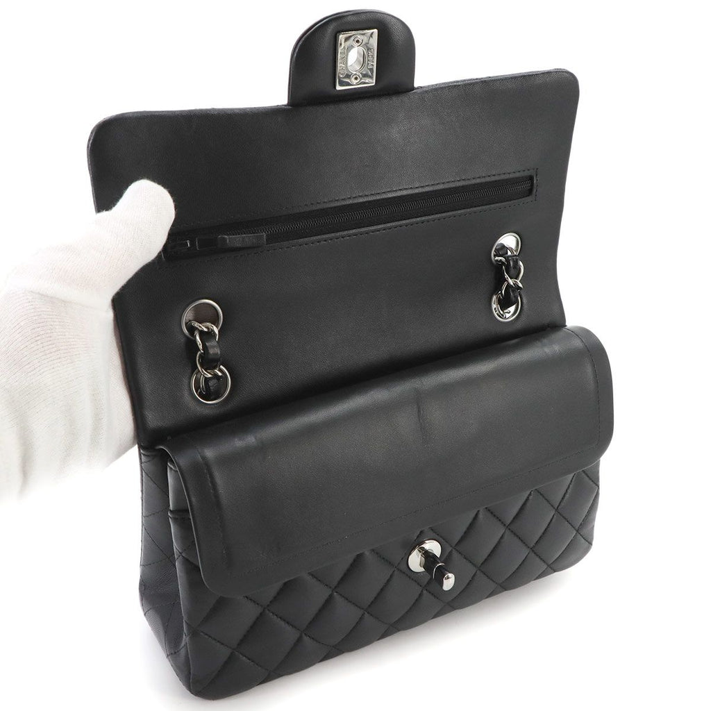 Chanel Quilted 23 Chain Shoulder Bag Lambskin Black Silver — view 7
