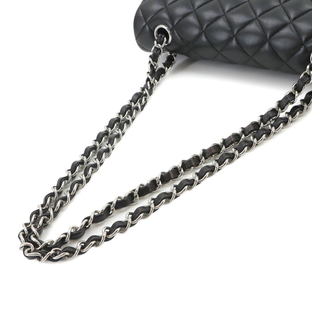 Chanel Quilted 23 Chain Shoulder Bag Lambskin Black Silver — view 6