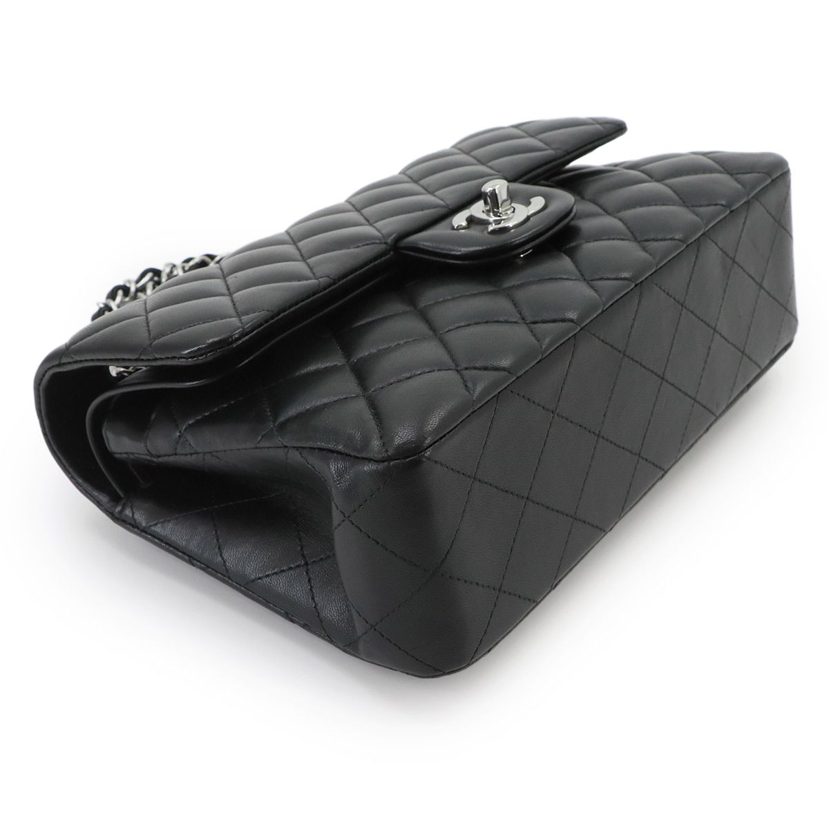 Chanel Quilted 23 Chain Shoulder Bag Lambskin Black Silver — view 5