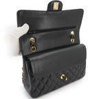 Chanel Quilted 25 Chain Shoulder Bag Caviar Leather Black Gold CC Logo — view 6