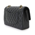 Chanel Quilted 25 Chain Shoulder Bag Caviar Leather Black Gold CC Logo — view 3