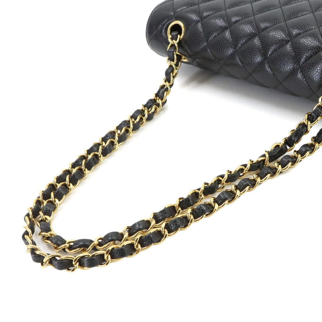 Chanel Quilted 25 Chain Shoulder Bag Caviar Leather Black Gold CC Logo — view 5