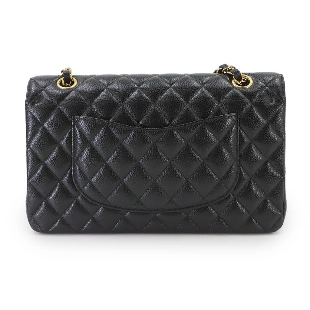 Chanel Quilted 25 Chain Shoulder Bag Caviar Leather Black Gold CC Logo — view 2
