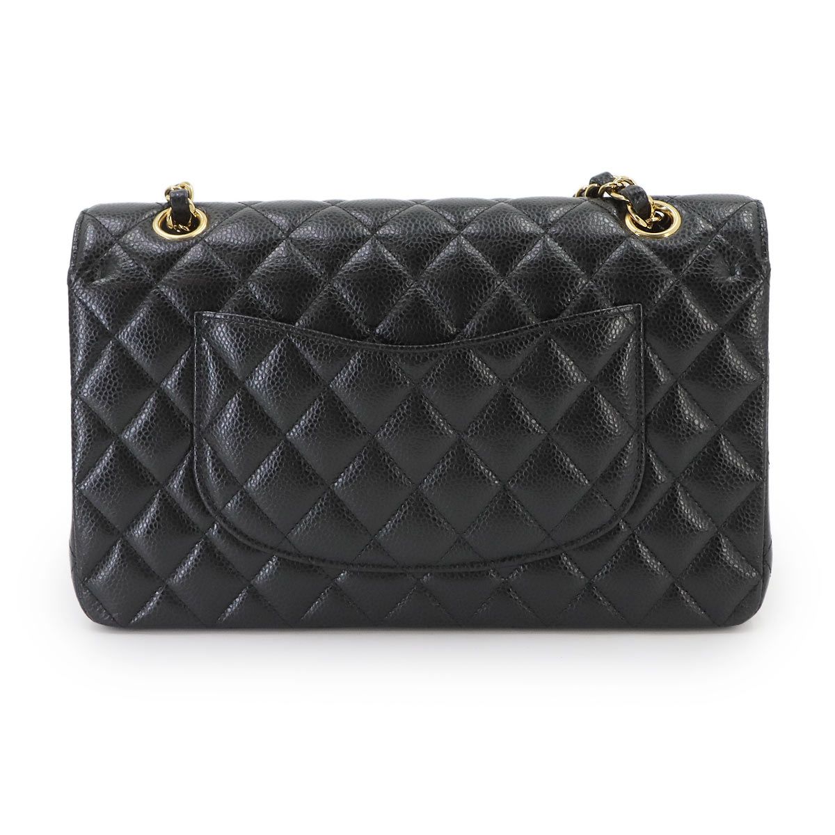 Chanel Quilted 25 Chain Shoulder Bag Caviar Leather Black Gold CC Logo — view 2