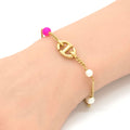 Dior CD Navy Bracelet White Pink Color Resin Pearl Gold Tone Metal