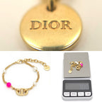 Dior CD Navy Bracelet White Pink Color Resin Pearl Gold Tone Metal — view 6