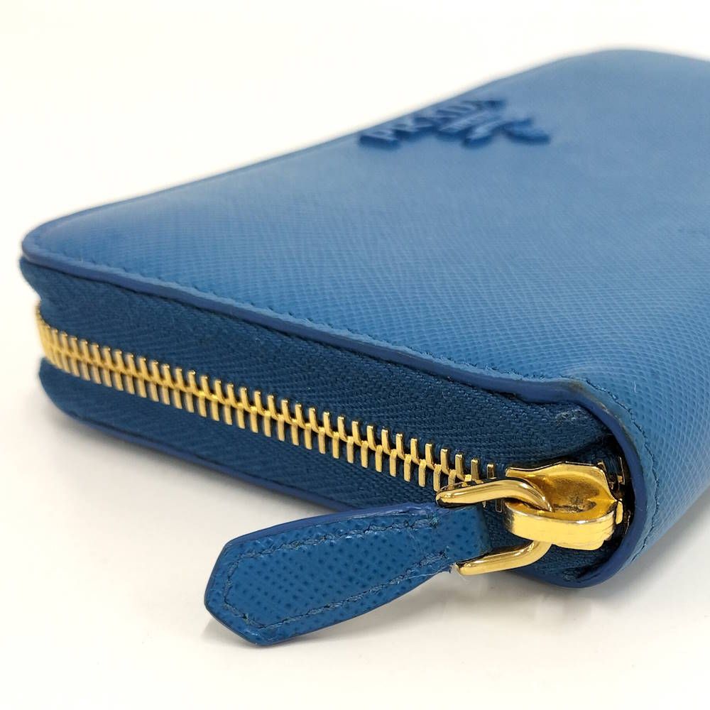 Prada Zip Around Wallet Saffiano Leather Blue — view 5