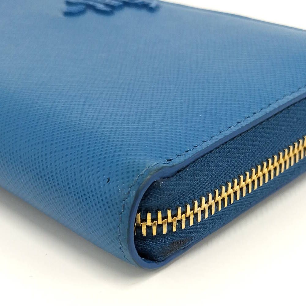 Prada Zip Around Wallet Saffiano Leather Blue — view 4