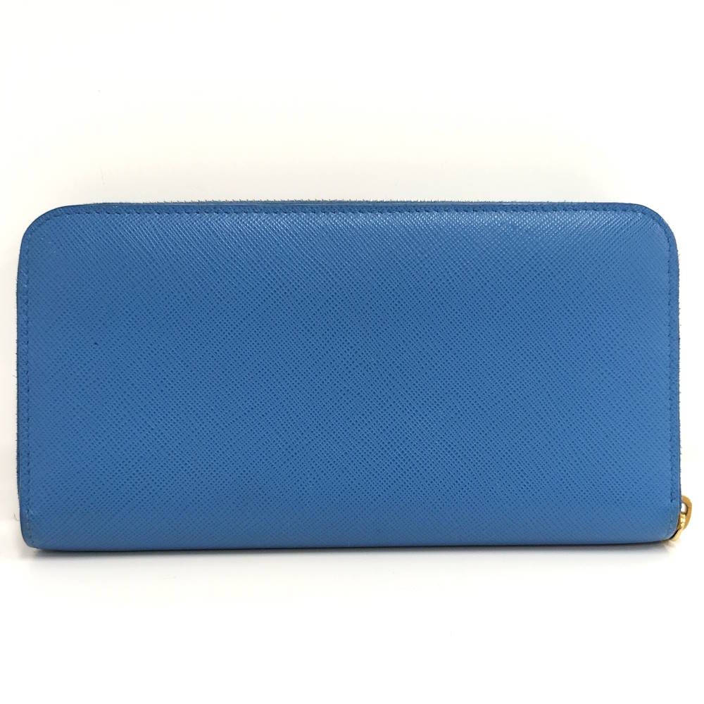 Prada Zip Around Wallet Saffiano Leather Blue — view 3