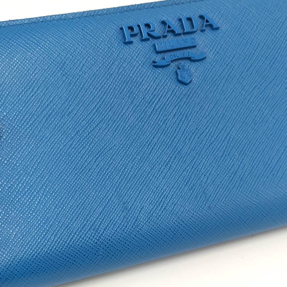 Prada Zip Around Wallet Saffiano Leather Blue — view 6