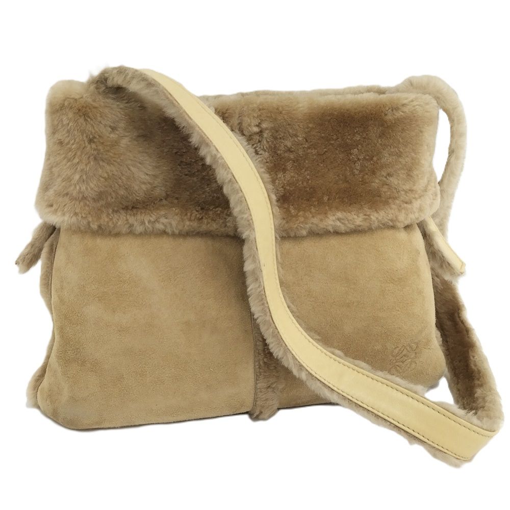 Loewe Shearling Fur Handbag Beige