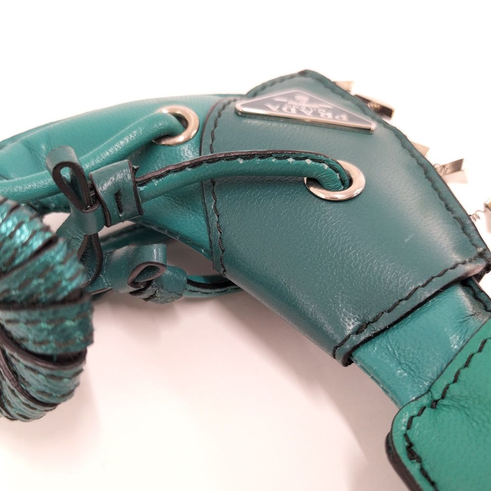 Prada Key Holder Chameleon Leather Green — view 7