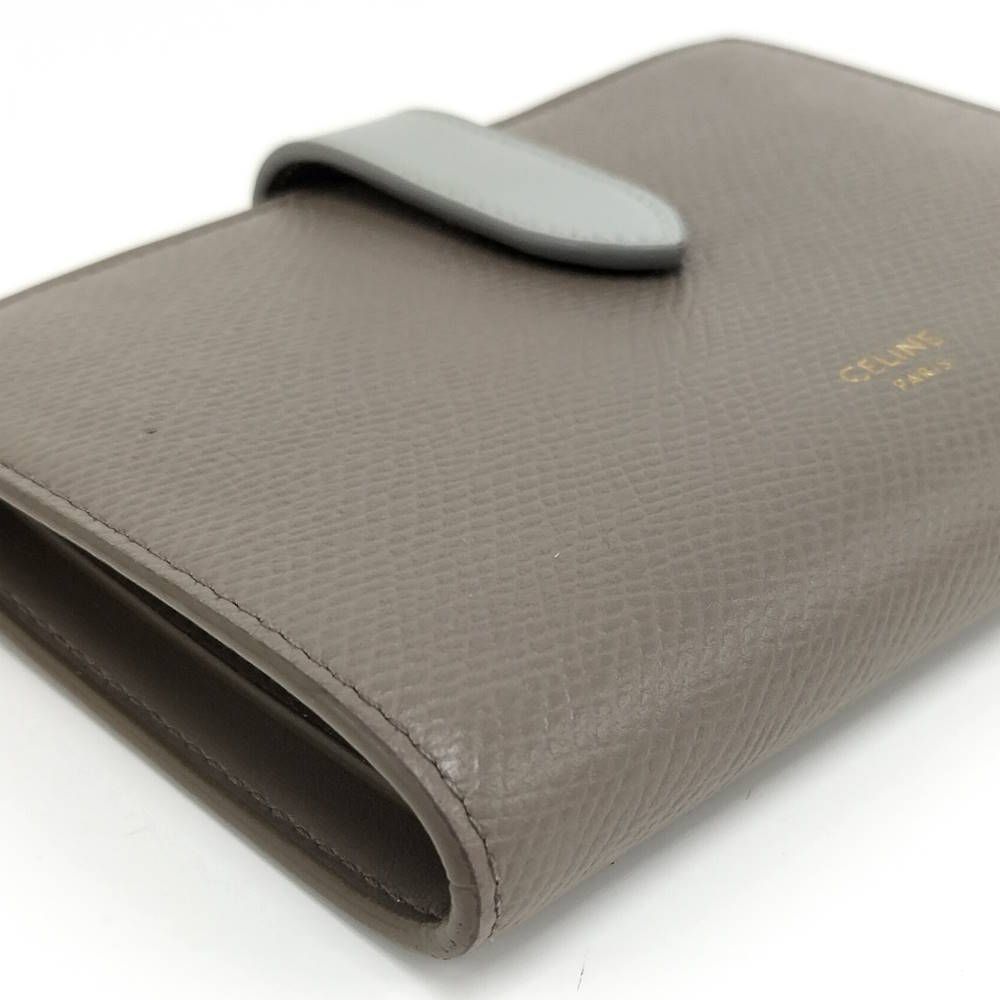 Celine Medium Strap Wallet Bifold Leather Greige — view 4